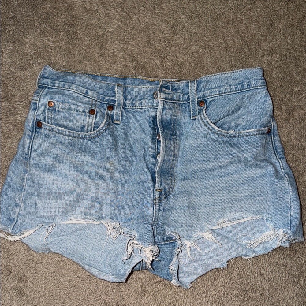 Levi’s Light Blue Distressed Denim Women’s Shorts